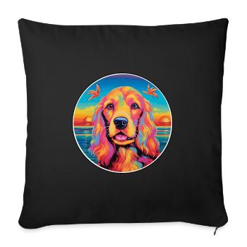 American Cocker Spaniel Chien Race Coloré Dessin Animé - Housse de coussin décorative 45 x 45 cm - noir - Devant