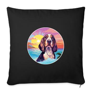 Basset Bleu De Gascogne Race De Chien Coloré Cartoon - Housse de coussin décorative 45 x 45 cm - noir - Devant