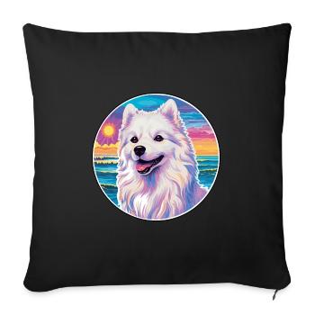 Chien Esquimau Américain Race Coloré Cartoon Waterco - Housse de coussin décorative 45 x 45 cm - noir - Devant