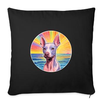 American Hairless Terrier Race de chien Carto coloré - Housse de coussin décorative 45 x 45 cm - noir - Devant