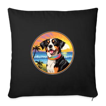 Appenzeller Sennenhund Dog Breed Colorful Cartoon - Sofa pillowcase 17,3'' x 17,3'' (45 x 45 cm) - black - Front