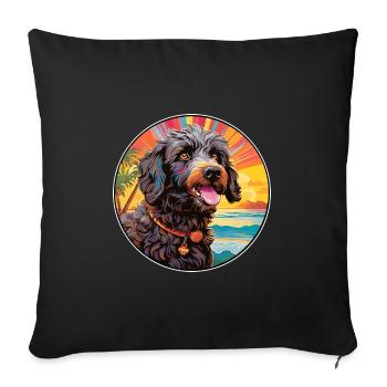 Barbet Dog Breed Colorful Cartoon Watercolor - Sofa pillowcase 17,3'' x 17,3'' (45 x 45 cm) - black - Front