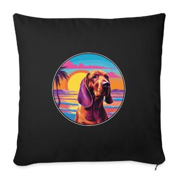 Bloodhound chien race coloré dessin animé aquarelle - Housse de coussin décorative 45 x 45 cm - noir - Devant