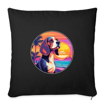 Beagle Dog Breed Colorful Cartoon Watercolor - Sofa pillowcase 17,3'' x 17,3'' (45 x 45 cm) - black - Front