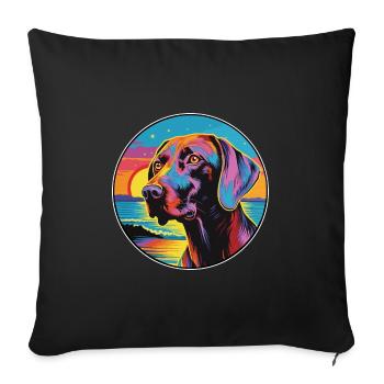 Chien d’arrêt belge de race Dessin animé coloré Waterco - Housse de coussin décorative 45 x 45 cm - noir - Devant