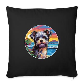 Biewer Terrier Dog Breed Colorful Cartoon Watercol - Sofa pillowcase 17,3'' x 17,3'' (45 x 45 cm) - black - Front