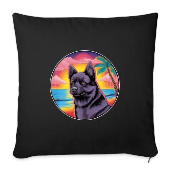 Black Norwegian Elkhound Dog Breed Colorful Cartoo - Sofa pillowcase 17,3'' x 17,3'' (45 x 45 cm) - black - Front