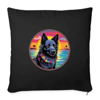 Belgian Sheepdog Dog Breed Colorful Cartoon Waterc - Sofa pillowcase 17,3'' x 17,3'' (45 x 45 cm) - black - Front
