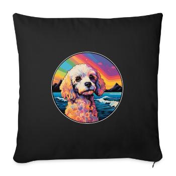 Bolognese Dog Breed Colorful Cartoon Watercolor - Sofa pillowcase 17,3'' x 17,3'' (45 x 45 cm) - black - Front