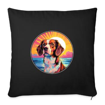 Bretagne chien race coloré dessin animé aquarelle - Housse de coussin décorative 45 x 45 cm - noir - Devant
