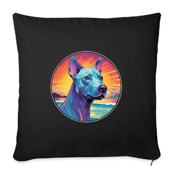 Blue Thai Ridgeback Dog Breed Colorful Cartoon Wat - Sofa pillowcase 17,3'' x 17,3'' (45 x 45 cm) - black - Front