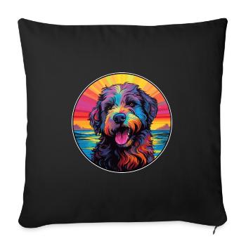 Bouvier Des Ardennes Race De Chien Coloré Cartoon Wa - Housse de coussin décorative 45 x 45 cm - noir - Devant
