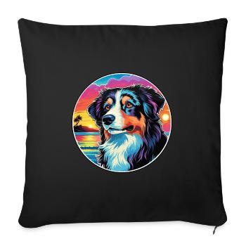 Carpathian Shepherd Dog Breed Colorful Cartoon Wat - Sofa pillowcase 17,3'' x 17,3'' (45 x 45 cm) - black - Front
