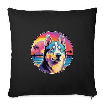 Canadian Labrador Husky Dog Breed Colorful Cartoon - Sofa pillowcase 17,3'' x 17,3'' (45 x 45 cm) - black - Front
