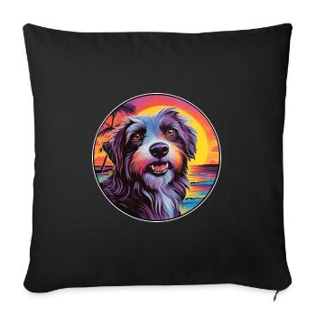Catalan Sheepdog Dog Breed Colorful Cartoon Waterc - Sofa pillowcase 17,3'' x 17,3'' (45 x 45 cm) - black - Front