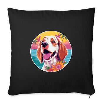 Clumber Spaniel Dog Breed Colorful Cartoon Waterco - Sofa pillowcase 17,3'' x 17,3'' (45 x 45 cm) - black - Front