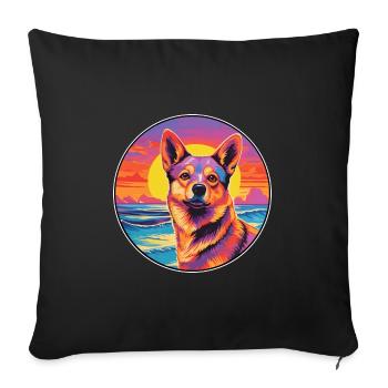 Dingo-Hunderasse Buntes Cartoon-Aquarell - Sofakissenbezug 45 x 45 cm - Schwarz - Vorne