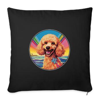 Corded Poodle Dog Breed Colorful Cartoon Watercolo - Sofa pillowcase 17,3'' x 17,3'' (45 x 45 cm) - black - Front