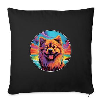 Eurasier Dog Breed Colorful Cartoon Watercolor - Sofa pillowcase 17,3'' x 17,3'' (45 x 45 cm) - black - Front