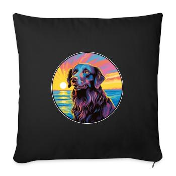 Flat Coated Retriever Dog Breed Colorful Cartoon W - Sofa pillowcase 17,3'' x 17,3'' (45 x 45 cm) - black - Front