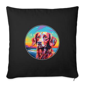 French Brittany Dog Breed Colorful Cartoon Waterco - Sofa pillowcase 17,3'' x 17,3'' (45 x 45 cm) - black - Front