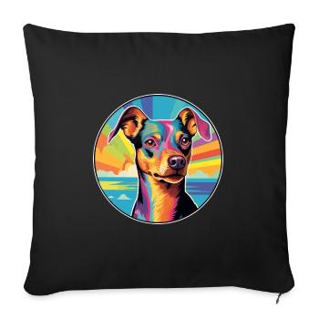 German Pinscher Dog Breed Colorful Cartoon Waterco - Sofa pillowcase 17,3'' x 17,3'' (45 x 45 cm) - black - Front