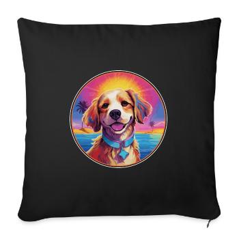 Griffon Nivernais Race De Chien Coloré Dessin Animé Eau - Housse de coussin décorative 45 x 45 cm - noir - Devant