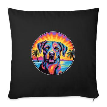 Kai Ken chien race coloré dessin animé aquarelle - Housse de coussin décorative 45 x 45 cm - noir - Devant