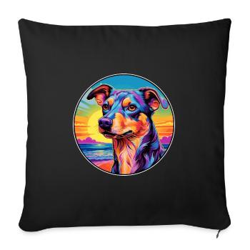 Hare Indian Dog Breed Colorful Cartoon Watercolor - Sofa pillowcase 17,3'' x 17,3'' (45 x 45 cm) - black - Front