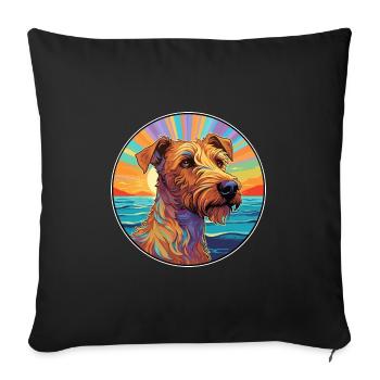 Irish Terrier Dog Breed Colorful Cartoon Watercolo - Sofa pillowcase 17,3'' x 17,3'' (45 x 45 cm) - black - Front