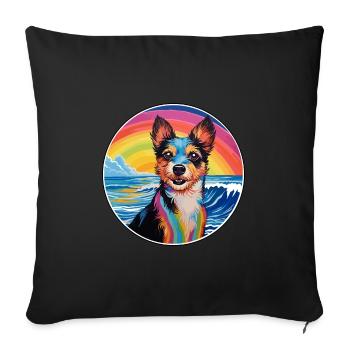 Terrier japonais race de chien dessin animé coloré Waterc - Housse de coussin décorative 45 x 45 cm - noir - Devant