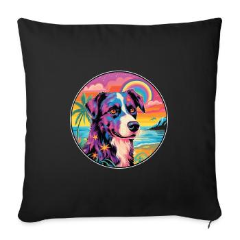 Kishu Ken Dog Breed Colorful Cartoon Watercolor - Sofa pillowcase 17,3'' x 17,3'' (45 x 45 cm) - black - Front