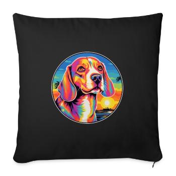 Kerry Beagle chien race coloré dessin animé aquarelle - Housse de coussin décorative 45 x 45 cm - noir - Devant