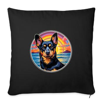Lancashire Heeler Dog Breed Colorful Cartoon Water - Sofa pillowcase 17,3'' x 17,3'' (45 x 45 cm) - black - Front