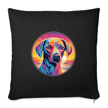 Koolie chien race coloré dessin animé aquarelle - Housse de coussin décorative 45 x 45 cm - noir - Devant