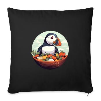 Macareux - Housse de coussin décorative 45 x 45 cm - noir - Devant
