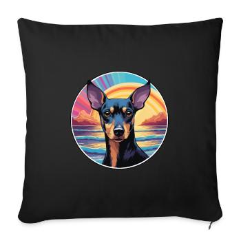 Manchester Terrier Race De Chien Coloré Cartoon Wate - Housse de coussin décorative 45 x 45 cm - noir - Devant