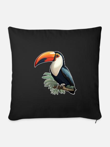 Tukan exotisch Vogel - Sofakissenbezug 45 x 45 cm - Schwarz