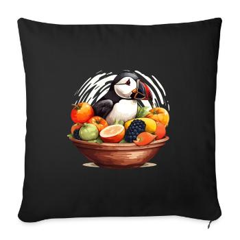 Macareux - Housse de coussin décorative 45 x 45 cm - noir - Devant