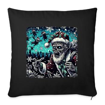 Zombie du Père Noël - Effrayant - Housse de coussin décorative 45 x 45 cm - noir - Devant