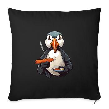 Papageientaucher - Sofakissenbezug 45 x 45 cm - Schwarz - Vorne