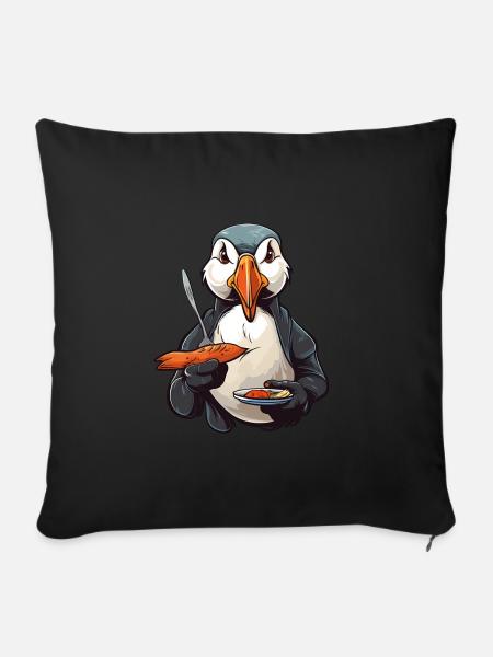 Papageientaucher - Sofakissenbezug 45 x 45 cm - Schwarz