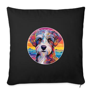Chien de berger picard race de chien dessin animé coloré Waterc - Housse de coussin décorative 45 x 45 cm - noir - Devant