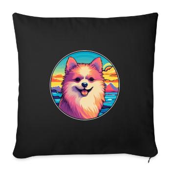 Pomeranian Dog Breed Colorful Cartoon Watercolor - Sofa pillowcase 17,3'' x 17,3'' (45 x 45 cm) - black - Front