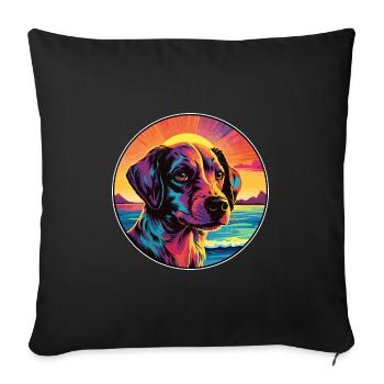 Scandinavian Dog Breed Colorful Cartoon Watercolor - Sofa pillowcase 17,3'' x 17,3'' (45 x 45 cm) - black - Front