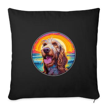 Spinone Italiano Dog Breed Colorful Cartoon Waterc - Sofa pillowcase 17,3'' x 17,3'' (45 x 45 cm) - black - Front