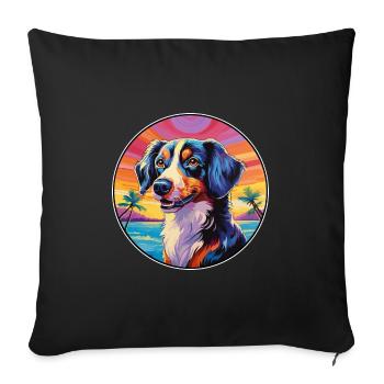 Taigan Dog Breed Colorful Cartoon Watercolor - Sofa pillowcase 17,3'' x 17,3'' (45 x 45 cm) - black - Front