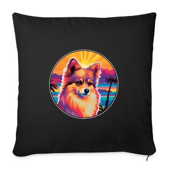 Toy German Spitz Dog Breed Colorful Cartoon Waterc - Sofa pillowcase 17,3'' x 17,3'' (45 x 45 cm) - black - Front