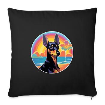 Jouet Manchester Terrier Race De Chien Coloré Dessin Animé - Housse de coussin décorative 45 x 45 cm - noir - Devant