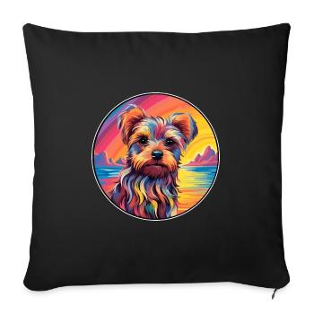 Yorkshire Terrier Dog Breed Colorful Cartoon Water - Sofa pillowcase 17,3'' x 17,3'' (45 x 45 cm) - black - Front